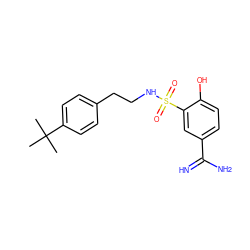 CC(C)(C)c1ccc(CCNS(=O)(=O)c2cc(C(=N)N)ccc2O)cc1 ZINC000040848023