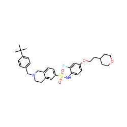 CC(C)(C)c1ccc(CN2CCc3cc(S(=O)(=O)Nc4ccc(OCCC5CCOCC5)cc4F)ccc3C2)cc1 ZINC000261089913