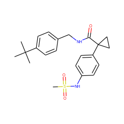 CC(C)(C)c1ccc(CNC(=O)C2(c3ccc(NS(C)(=O)=O)cc3)CC2)cc1 ZINC000073224398