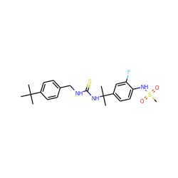 CC(C)(C)c1ccc(CNC(=S)NC(C)(C)c2ccc(NS(C)(=O)=O)c(F)c2)cc1 ZINC000014973388