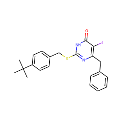 CC(C)(C)c1ccc(CSc2nc(Cc3ccccc3)c(I)c(=O)[nH]2)cc1 ZINC000049088884