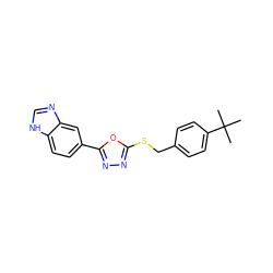 CC(C)(C)c1ccc(CSc2nnc(-c3ccc4[nH]cnc4c3)o2)cc1 ZINC000116895755