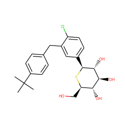 CC(C)(C)c1ccc(Cc2cc([C@@H]3S[C@H](CO)[C@@H](O)[C@H](O)[C@H]3O)ccc2Cl)cc1 ZINC000049071811