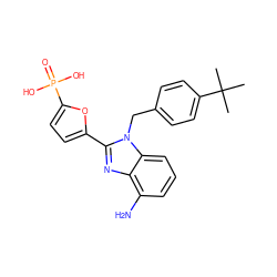 CC(C)(C)c1ccc(Cn2c(-c3ccc(P(=O)(O)O)o3)nc3c(N)cccc32)cc1 ZINC000045325047