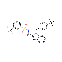 CC(C)(C)c1ccc(Cn2c(C(=O)NS(=O)(=O)c3cccc(C(F)(F)F)c3)cc3ccccc32)cc1 ZINC000034717718