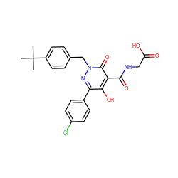 CC(C)(C)c1ccc(Cn2nc(-c3ccc(Cl)cc3)c(O)c(C(=O)NCC(=O)O)c2=O)cc1 ZINC000103264997