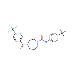 CC(C)(C)c1ccc(NC(=O)N2CCCN(C(=O)c3ccc(C(F)(F)F)cc3)CC2)cc1 ZINC000043195976