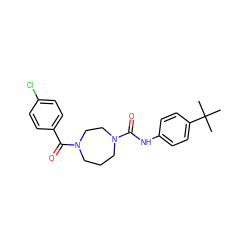 CC(C)(C)c1ccc(NC(=O)N2CCCN(C(=O)c3ccc(Cl)cc3)CC2)cc1 ZINC000071318558