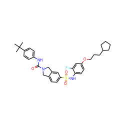 CC(C)(C)c1ccc(NC(=O)N2Cc3ccc(S(=O)(=O)Nc4ccc(OCCCC5CCCC5)cc4F)cc3C2)cc1 ZINC000261141653