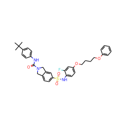 CC(C)(C)c1ccc(NC(=O)N2Cc3ccc(S(=O)(=O)Nc4ccc(OCCCCOc5ccccc5)cc4F)cc3C2)cc1 ZINC000261090395