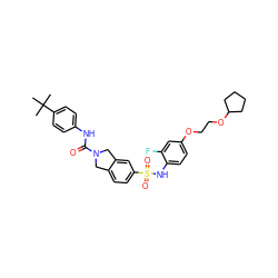 CC(C)(C)c1ccc(NC(=O)N2Cc3ccc(S(=O)(=O)Nc4ccc(OCCOC5CCCC5)cc4F)cc3C2)cc1 ZINC000261106386