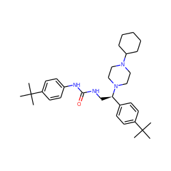 CC(C)(C)c1ccc(NC(=O)NC[C@H](c2ccc(C(C)(C)C)cc2)N2CCN(C3CCCCC3)CC2)cc1 ZINC000028476783