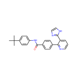 CC(C)(C)c1ccc(NC(=O)c2ccc(-c3ncccc3-c3ncc[nH]3)cc2)cc1 ZINC000038149560