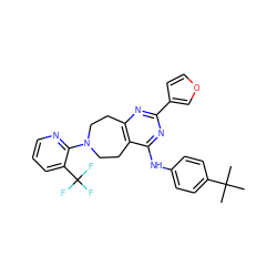 CC(C)(C)c1ccc(Nc2nc(-c3ccoc3)nc3c2CCN(c2ncccc2C(F)(F)F)CC3)cc1 ZINC000148197596