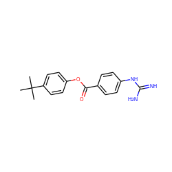 CC(C)(C)c1ccc(OC(=O)c2ccc(NC(=N)N)cc2)cc1 ZINC000027563146