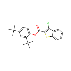 CC(C)(C)c1ccc(OC(=O)c2sc3ccccc3c2Cl)c(C(C)(C)C)c1 ZINC000003126462