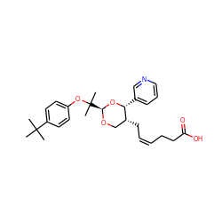 CC(C)(C)c1ccc(OC(C)(C)[C@@H]2OC[C@@H](C/C=C\CCC(=O)O)[C@@H](c3cccnc3)O2)cc1 ZINC000027758358