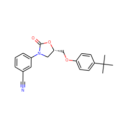 CC(C)(C)c1ccc(OC[C@@H]2CN(c3cccc(C#N)c3)C(=O)O2)cc1 ZINC000049113098