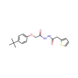 CC(C)(C)c1ccc(OCC(=O)NNC(=O)Cc2cccs2)cc1 ZINC000001197753