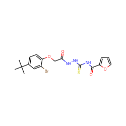 CC(C)(C)c1ccc(OCC(=O)NNC(=S)NC(=O)c2ccco2)c(Br)c1 ZINC000002866162