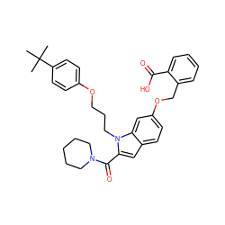 CC(C)(C)c1ccc(OCCCn2c(C(=O)N3CCCCC3)cc3ccc(OCc4ccccc4C(=O)O)cc32)cc1 ZINC001772575774