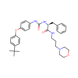 CC(C)(C)c1ccc(Oc2ccc(NC(=O)N[C@@H](Cc3ccccc3)C(=O)NCCCN3CCOCC3)cc2)cc1 ZINC000028338392