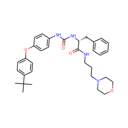 CC(C)(C)c1ccc(Oc2ccc(NC(=O)N[C@H](Cc3ccccc3)C(=O)NCCCN3CCOCC3)cc2)cc1 ZINC000028137181