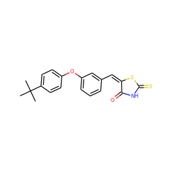 CC(C)(C)c1ccc(Oc2cccc(/C=C3/SC(=S)NC3=O)c2)cc1 ZINC000001543954