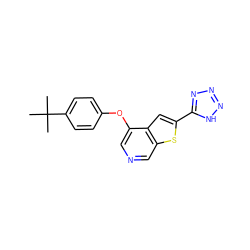 CC(C)(C)c1ccc(Oc2cncc3sc(-c4nnn[nH]4)cc23)cc1 ZINC000040979718