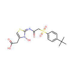 CC(C)(C)c1ccc(S(=O)(=O)CC(=O)/N=c2/scc(CC(=O)O)n2O)cc1 ZINC000040935539