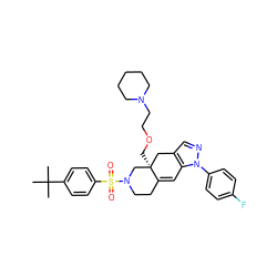 CC(C)(C)c1ccc(S(=O)(=O)N2CCC3=Cc4c(cnn4-c4ccc(F)cc4)C[C@]3(COCCN3CCCCC3)C2)cc1 ZINC000029127805