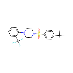 CC(C)(C)c1ccc(S(=O)(=O)N2CCN(c3ccccc3C(F)(F)F)CC2)cc1 ZINC000029045168