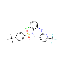 CC(C)(C)c1ccc(S(=O)(=O)N2Cc3ccc(C(F)(F)F)nc3Nc3cccc(Cl)c32)cc1 ZINC000095573342