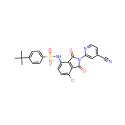 CC(C)(C)c1ccc(S(=O)(=O)Nc2ccc(Cl)c3c2C(=O)N(c2cc(C#N)ccn2)C3=O)cc1 ZINC000653848944