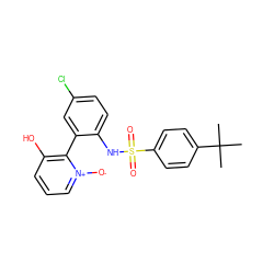 CC(C)(C)c1ccc(S(=O)(=O)Nc2ccc(Cl)cc2-c2c(O)ccc[n+]2[O-])cc1 ZINC000474609993