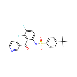 CC(C)(C)c1ccc(S(=O)(=O)Nc2ccc(F)c(F)c2C(=O)c2cccnc2)cc1 ZINC000113625466