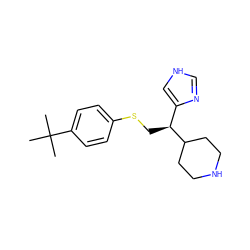 CC(C)(C)c1ccc(SC[C@@H](c2c[nH]cn2)C2CCNCC2)cc1 ZINC000064553533