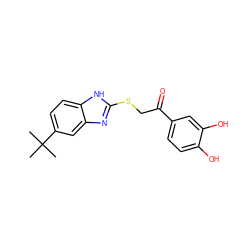 CC(C)(C)c1ccc2[nH]c(SCC(=O)c3ccc(O)c(O)c3)nc2c1 ZINC000013782381