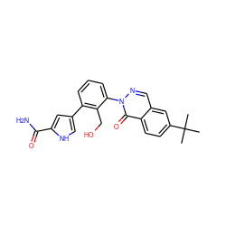 CC(C)(C)c1ccc2c(=O)n(-c3cccc(-c4c[nH]c(C(N)=O)c4)c3CO)ncc2c1 ZINC000143475697