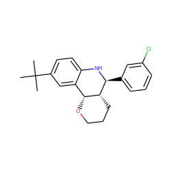 CC(C)(C)c1ccc2c(c1)[C@H]1OCCC[C@H]1[C@H](c1cccc(Cl)c1)N2 ZINC000049020492