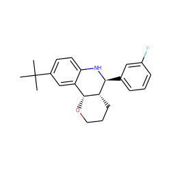 CC(C)(C)c1ccc2c(c1)[C@H]1OCCC[C@H]1[C@H](c1cccc(F)c1)N2 ZINC000049051346