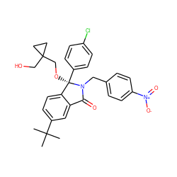 CC(C)(C)c1ccc2c(c1)C(=O)N(Cc1ccc([N+](=O)[O-])cc1)[C@]2(OCC1(CO)CC1)c1ccc(Cl)cc1 ZINC000072126958