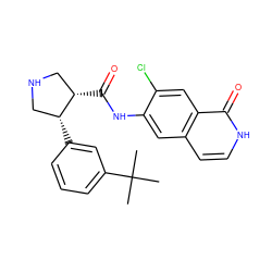 CC(C)(C)c1cccc([C@@H]2CNC[C@@H]2C(=O)Nc2cc3cc[nH]c(=O)c3cc2Cl)c1 ZINC000049046794