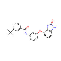 CC(C)(C)c1cccc(C(=O)Nc2cccc(Oc3cccc4[nH]c(=O)[nH]c34)c2)c1 ZINC000045370418