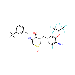 CC(C)(C)c1cccc(CN[C@H]2C[S@+]([O-])C[C@@H](Cc3cc(F)c(N)c(OC(C(F)(F)F)C(F)(F)F)c3)[C@@H]2O)c1 ZINC000059049521