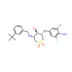 CC(C)(C)c1cccc(CN[C@H]2CS(=O)(=O)C[C@@H](Cc3cc(F)c(N)c(Br)c3)[C@@H]2O)c1 ZINC000084669503