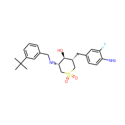 CC(C)(C)c1cccc(CN[C@H]2CS(=O)(=O)C[C@@H](Cc3ccc(N)c(F)c3)[C@@H]2O)c1 ZINC000084739728