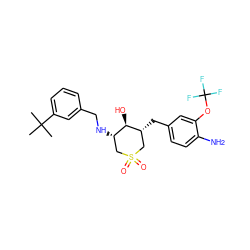 CC(C)(C)c1cccc(CN[C@H]2CS(=O)(=O)C[C@@H](Cc3ccc(N)c(OC(F)(F)F)c3)[C@@H]2O)c1 ZINC000084669884