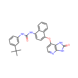 CC(C)(C)c1cccc(NC(=O)Nc2ccc(Oc3ccnc4[nH]c(=O)[nH]c34)c3ccccc23)c1 ZINC000040957758