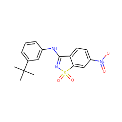 CC(C)(C)c1cccc(NC2=NS(=O)(=O)c3cc([N+](=O)[O-])ccc32)c1 ZINC000169349252